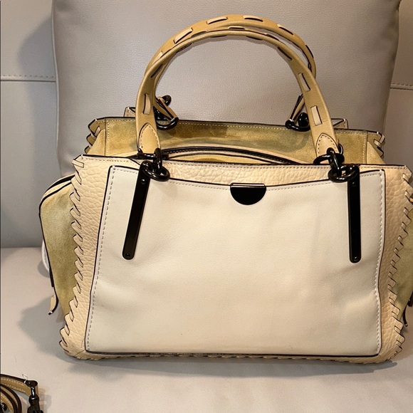 Coach Dreamer 36 Colorblock Suede Cream and Tan Satchel Bag - Picture 8 of 17
